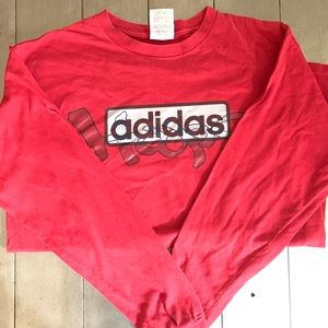 Red Adidas Long Sleeve active shirt Large b-ball